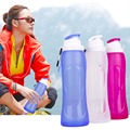 Camping Bottles Hiking folding water bottle 500ml Foldable Silicone Water Bottle For Travel Outdoor Sport