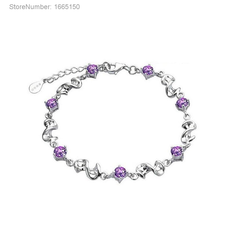 Top Sale Girls Purple Bracelet Cheap 925 Sterling Silver Jewelry Women Lovely Bracelets Free ...