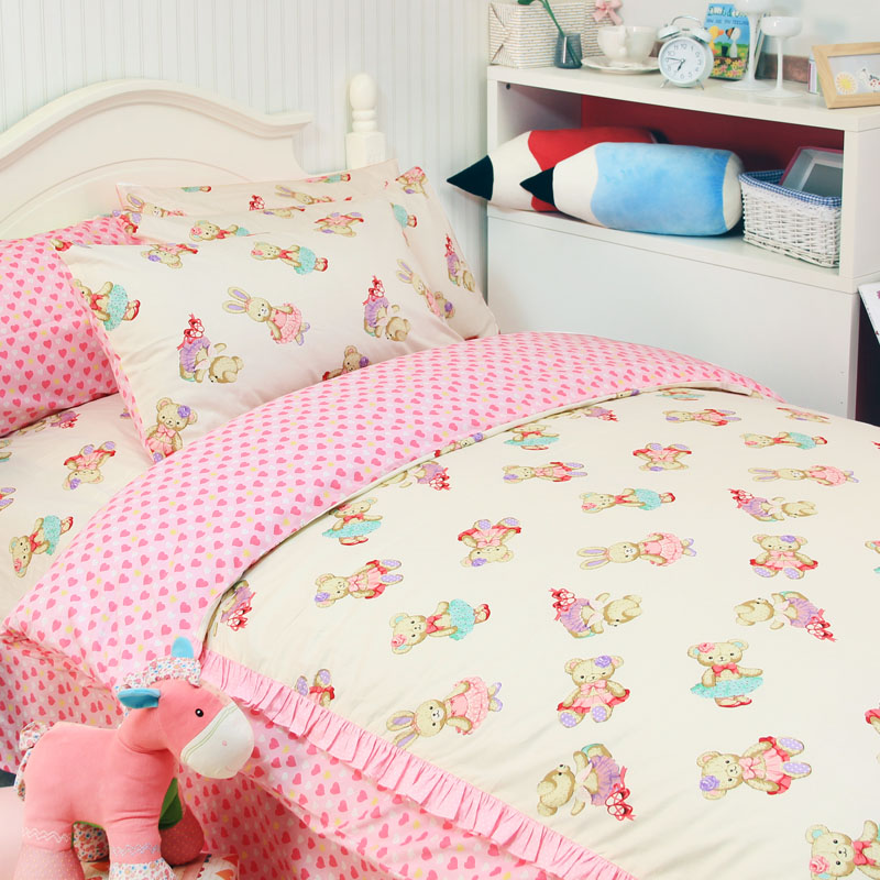 Kids Fairy Butterfly bed set Child owl bear bedding princess cartoon ...