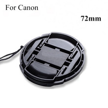 72mm Black Plastic Center Pinch Snap-on Cap Cover + LOGO +Anti-lost Rope for Canon 72 mm Lens