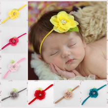 Children Girl’s Head Accessories Baby Headband flower rose rhinestone headbands elastic flower hairband