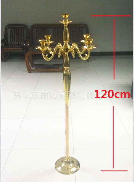 120cm height gold metal floor candelabra wedding centerpiece 5-branch candlestick candelabrum party supplies wholesale 12pcs/lot