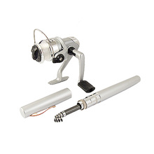 2015 Highly Commend New Silver Black Pocket Pen Metal Fishing Rod +4.3:1 Spinning Reel Tackle Set