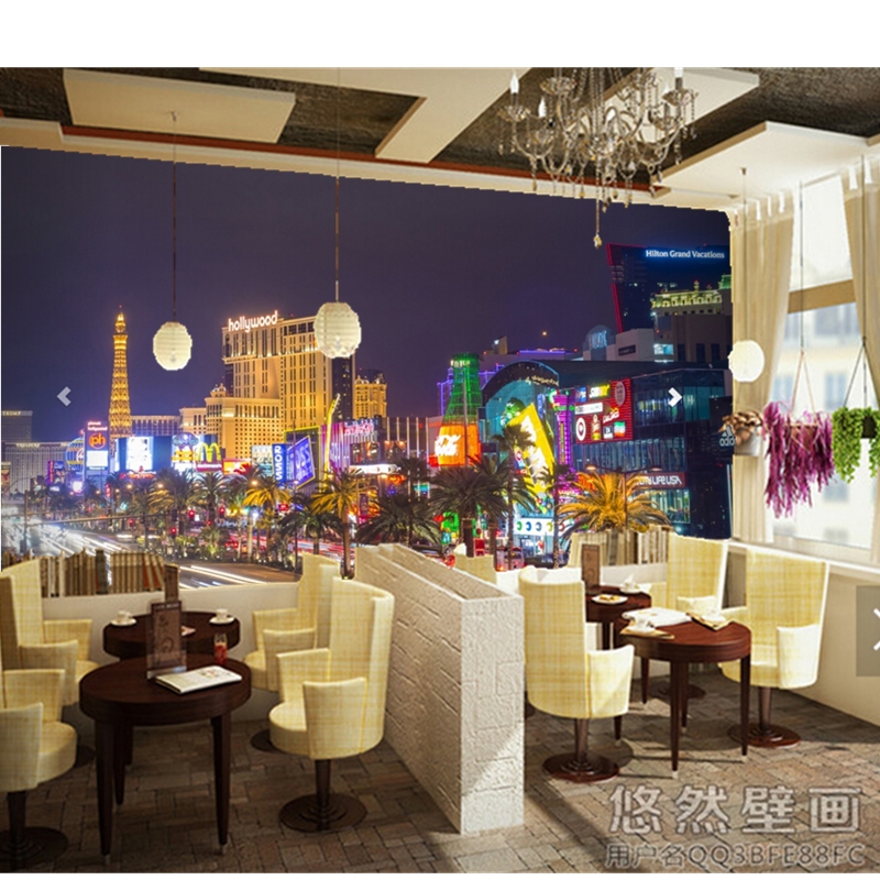 Custom photo Wall paper, 3d Busy Las Vegas Strip Wall Mural for the living room bedroom TV Wall PVC wallpaper papel de parede