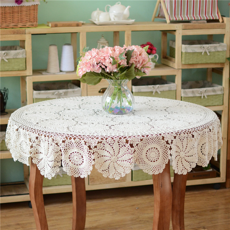 Vintage Style Handmade Crochet Tablecloth 100 Cotton Yarn Wedding Gift