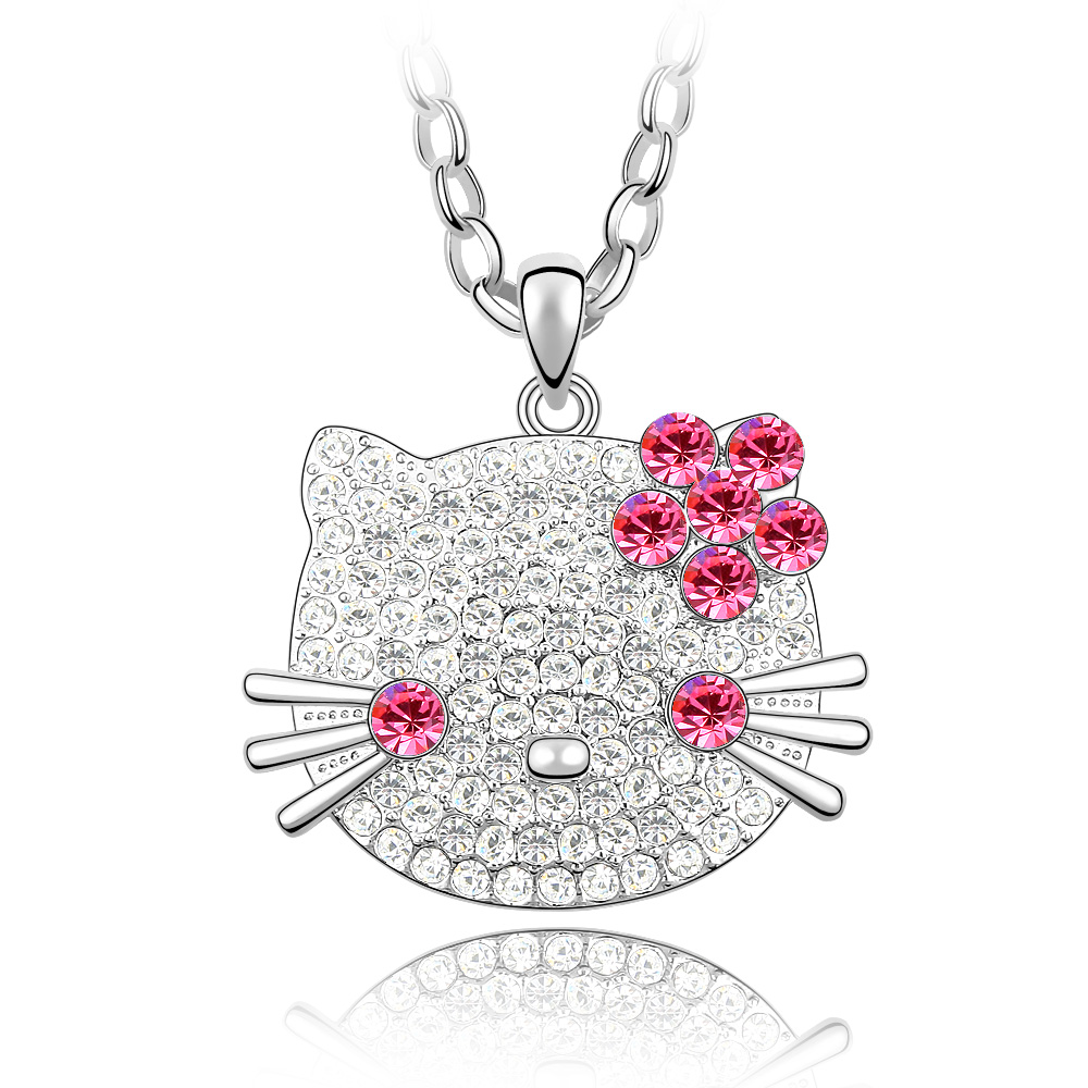 2015 New Arrival Hello Kitty Necklace Long Chain Made with Swarovski Elements Crystals from Swarovski Women