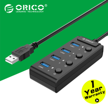 ORICO W9PH4-BK Portable 4 Ports USB 3.0 HUB for Laptop/Ultrabook with Switchs for Notebook/Desktop-Black