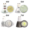 Super Bright GU10 LED 220V 110V 4W 5W 6W 7W Light Bulb glass aluminum spot light