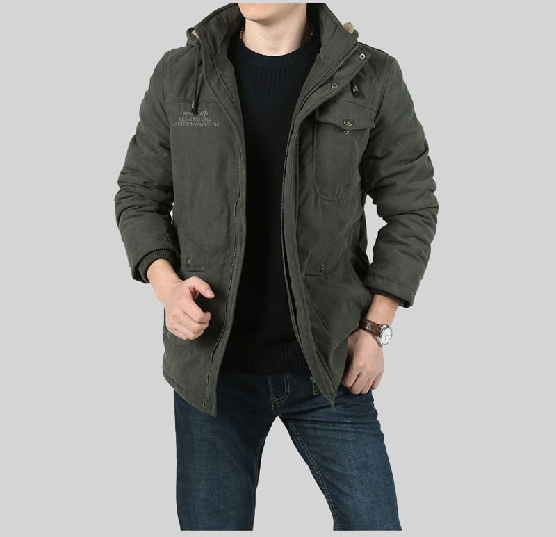 M~3XL Autumn Winter Mens Fleece Jackets Coats Hooded AFS JEEP Brand Slim Long Casual Cotton Outdoor Plus Big Size Casual Jacket (6)