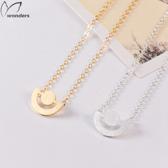 (30piece/lot) Charm New Gold Silver Scratch Open Circle Necklace For Women Stainless Steel Fashion Jewelry BFF Wedding Gift