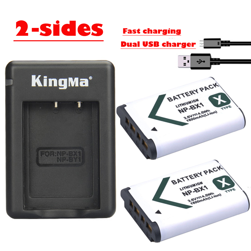 Kingma USB    + 2x -bx1  BX1 NPBX1   Sony HDR-AS100v AS30v AS20 HX50 DSC-RX100 HX400 WX350 RX1R HX300
