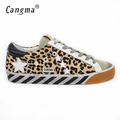 CANGMA Original Italy Deluxe Brand Superstar Men Shoes Genuine Leather Fur Male Casual Leopard Shoes Scarpe