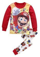 Free Shipping Spring Autumn Baby Girls Boys Mario Pajamas Children cartoon Sleepwear Kids Pyjamas Toddler Nightwear Pijamas Sets