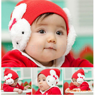 2015 New autumn Rabbit ears Infant Baby cap cotton hat kids child winter warm headgear headdress Hedging cap wholesale