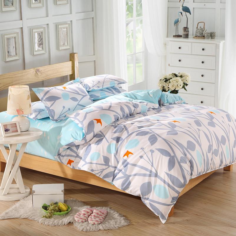 Cheap Grass Printed Comforter White Plain Bedlinen Cozy Cotton Bedding Sets 3pcs Or 4pcs Bed Sheets Wholesale