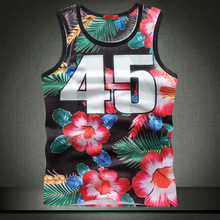 M-3XL jordan basketball jersey gym clothing o neck air 3d print floral flowers 45 sport sleeveless vest debardeur homme tank top
