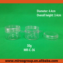 Free Shipping 10PCS Fancy 1oz/ 30ml/ 30g PS clear plastic cream jar, 30g plastic cosmetic jars with lids for cosmetic containers