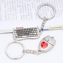 Personality Couple Sweet Computer Mouse Keyboard Keychain Metal Lettering Keyring Valentine’s day Lover Key Fob Birthday Gift