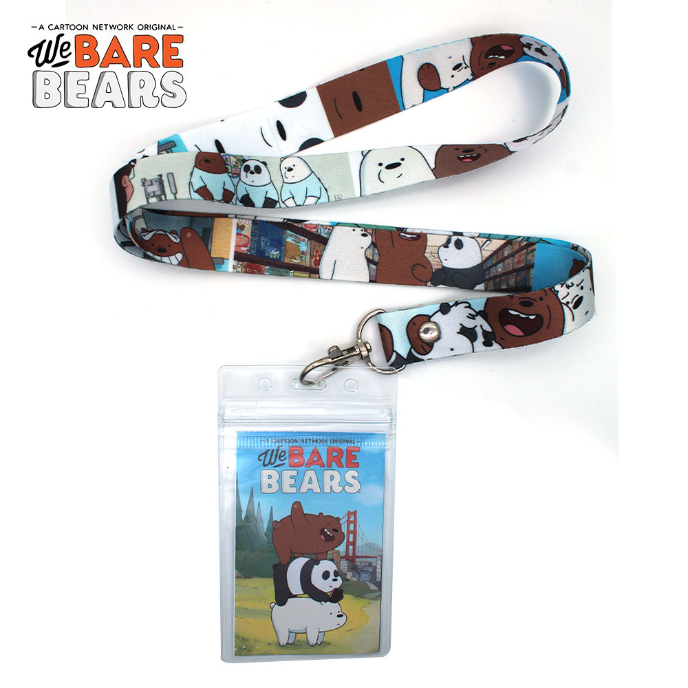 We Bare Bears Neck Straps Lanyard Mobile Phone Rope Keychain+Card Pendant Gift