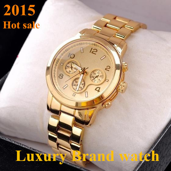Relogio Masculino 2015 Fashion Quartz Kors Watch Gold Color Mens Watches Top Brand Luxury Selling Women