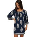2016 Spring Summer New Fashion Women Big Yards Dress Sexy Loose Printing Leisure Round Collar 7