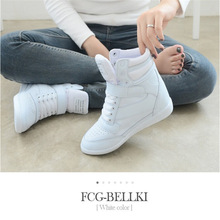 New 2015 spring autumn ankle boots heels shoes women casual shoes height increased high top shoes mixed color Free Shipping