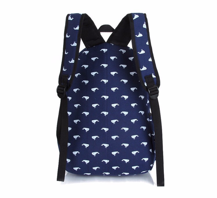 Small whales animals backpacks han edition fashion women canvas backpack girl school bags travel bag (12)