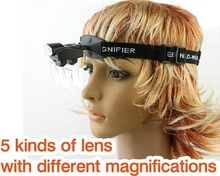 3PCS Multi Power 2 LED Illuminating 5 Lens Plates Helmet Magnifier Eye Loupe Magnifying Glass for Reading Repairing and Surgical