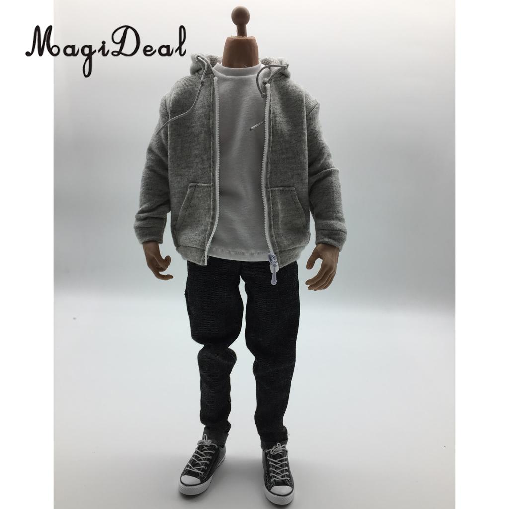 1//6 Scale Casual Printed T-shirt /& Jeans /& Belt For 12/" Male Hot Toys Figure