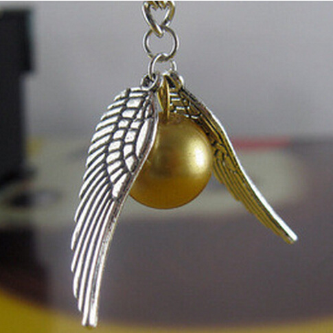 New Harry Potter Necklace 2015 Popular Drop Fine Jewelry Angel Wing Charm Golden Snitch Pendent Necklace Men Jewelry Vintage