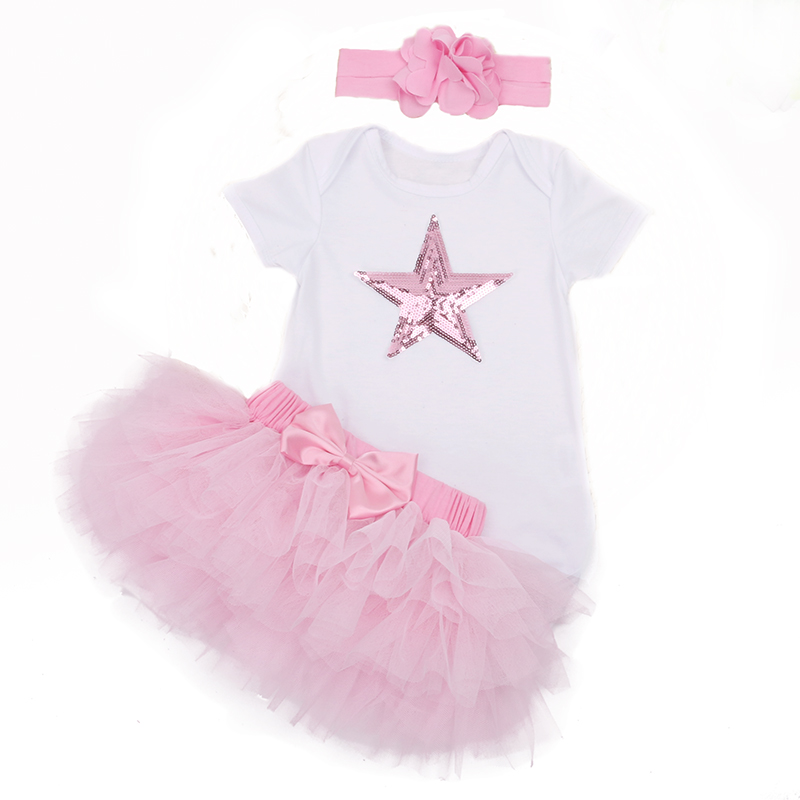 Retail New Girls Baby Clothing Children Wear Short Sleeve Pink Blue Star Baby Rompers Tutu Skirt Summer Kids Clothes Suits Bebes