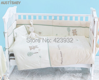 Бархат 100% хлопок детское постельное белье устанавливает 6 шт. установить кроватку 100% хлопок одеяло tdx детские бамперы