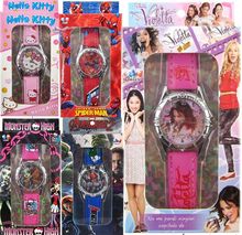 Retail Violetta ,hello kitty ,spiderman kids watch boys girls fashion cute children cartoon watch with box baby gift 1pcs