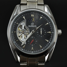 Brand Goer Tourbillon Automatic Mechanical Watch Men Stainless Steel Men Watches Moon Phase Chronograph Wristwatch Herren Uhren