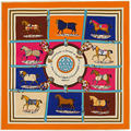 100cm 100cm MTscarf 100 Twill Silk Euro Brand French design Ten Horse Pattern Printed Women Gift