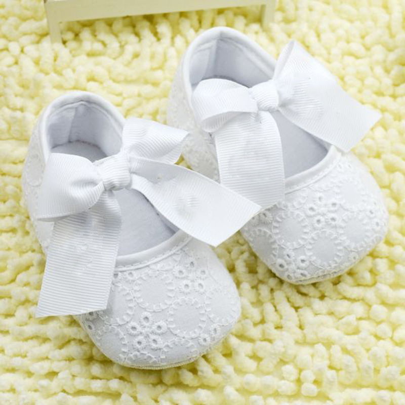 Lot Big Butterfly Knot Decorate Solid White Baby Shoes Toddler Princess Shoes First Walkers