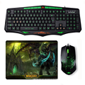 Sintop AK93 Wired Green LED Backlit USB Ergonomic Gaming Keyboard Mouse Combo Wired Optical Gamer Mouse
