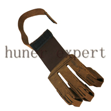 1pc archery 3 fingers guard protective cowskin brown finger tab glove for recurve huntinb bow