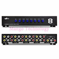 8 Ports Composite 3 RCA Video Audio AV Switch Switcher Box Selector 8 In 1 Out