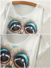2015 Fashion Vintage New Spring Summer Harajuku Women T shirt Clothing Tops Tshirt Rouge women owl
