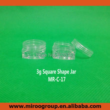 Free Ship 100pcs craft 3g 3ml plastic clear sample jars with clear lids, sample pots cosmetic jars, 3g plastic jars with lid pot