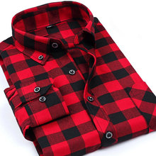 New Autumn Brand Fashion Mens Plaid Shirts Long Sleeve Dress Shirts Camisa Masculina Chemise Homme Warm Clothing Men 5XL