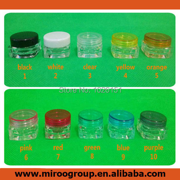 Fedex Free Shipping 50pcs 3g plastic jar 3g cream jar cosmetic container display bottle cosmetic packaging
