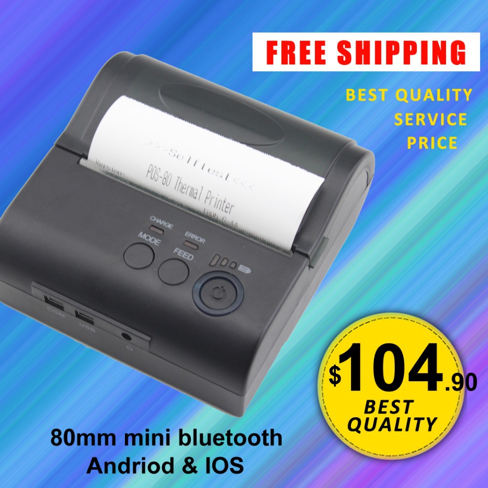IOS bluetooth thermal printer 80mm new portable bluetooth thermal printer 80mm support IOS/WINCE/WINDOWS MOBILE/Android