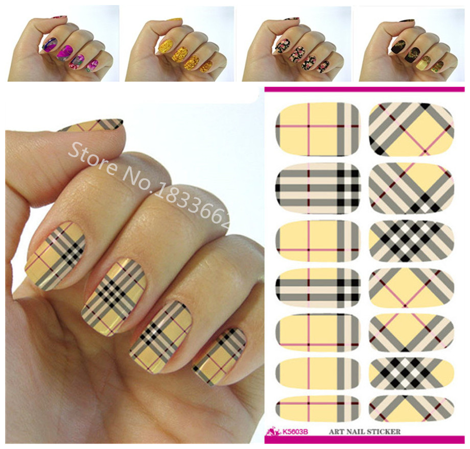 Fashionable font b plaid b font patterns decorative nail decal art nail stickers decoration simple transfer