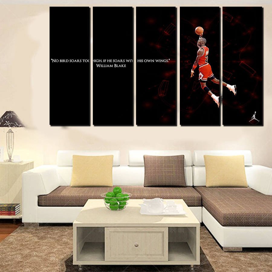5 Pcs For Michael Jordan Large Seaview Canvas Print Painting For Living Room Wall Art Picture