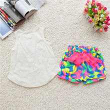 2PCS Baby Girls Kids Sleeveless Vest T shirt Tops Clothes Short Pants Outfit