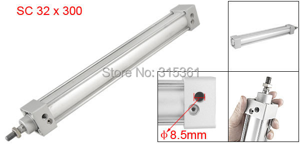 Free Shipping 300mm Stroke 32mm Bore Single Screwed Piston Rod 32 x 300 Dual Action Pneumatic