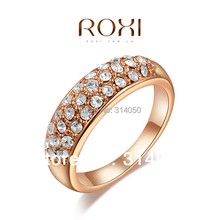 Round clear crystal 18K Gold platinum plated ring fashion jewelry Made with Genuine Austrian Crystals Full