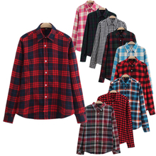 Women Plaid Shirt Long Black Sleeve Cotton Blouse Tee Shirt Femme Top Blazer Tartan Clothes blusas Plus Size 5XL CG112